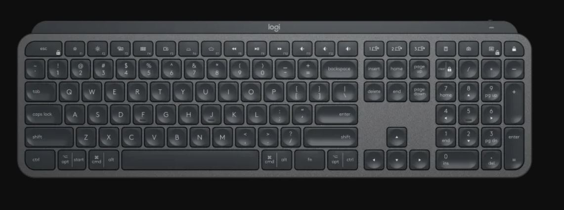Logitech MX Keys Advanced Wireless Illuminated Keyboard - USB-C Rechargable, Connect via USB receiver or Bluetooth Low Energy Technology