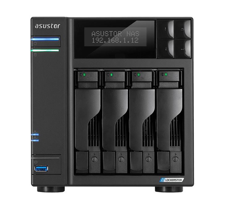 Asustor AS6604T 4 Bay NAS Intel Celeron J4125 Quad Core 2.0GHz 4GB DDR4 2x2.5GbE 2xM.2 NVMe SSD 3xUSB 4K HDMI WoL WoW AES-256 Encryption 3yrs ~AS6404T